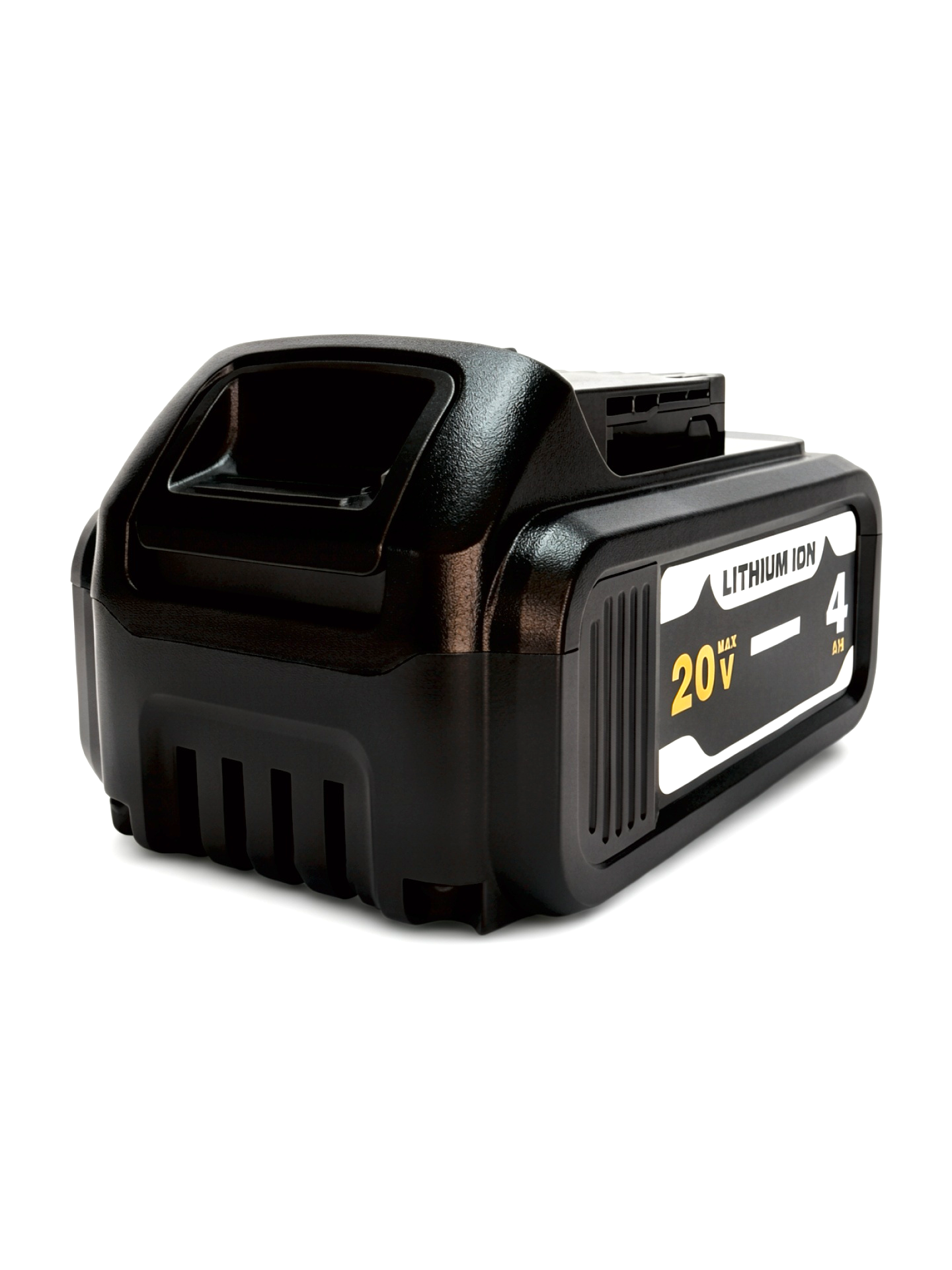PERSISTINVISITING 20V 4.0Ah replacement battery front and side view compatible with DEWALT 20V MAX tools